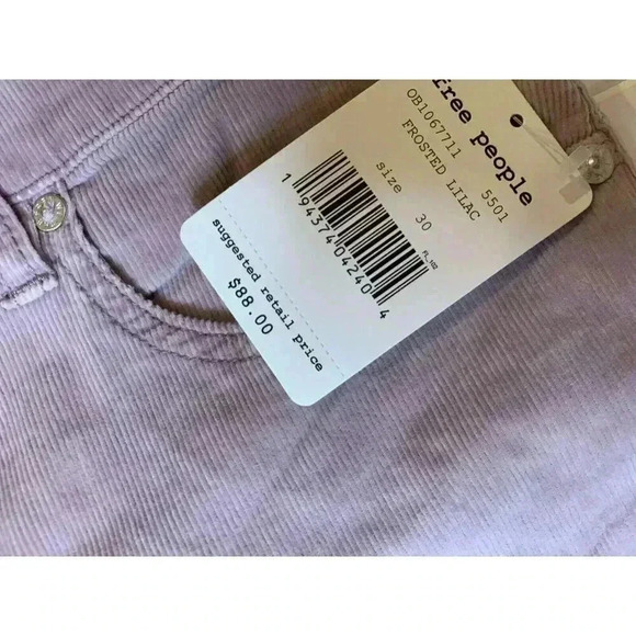 Free People Sun Chaser Corduroy Skinny Jeans Lilac 30 NEW.     71 - Picture 5 of 5